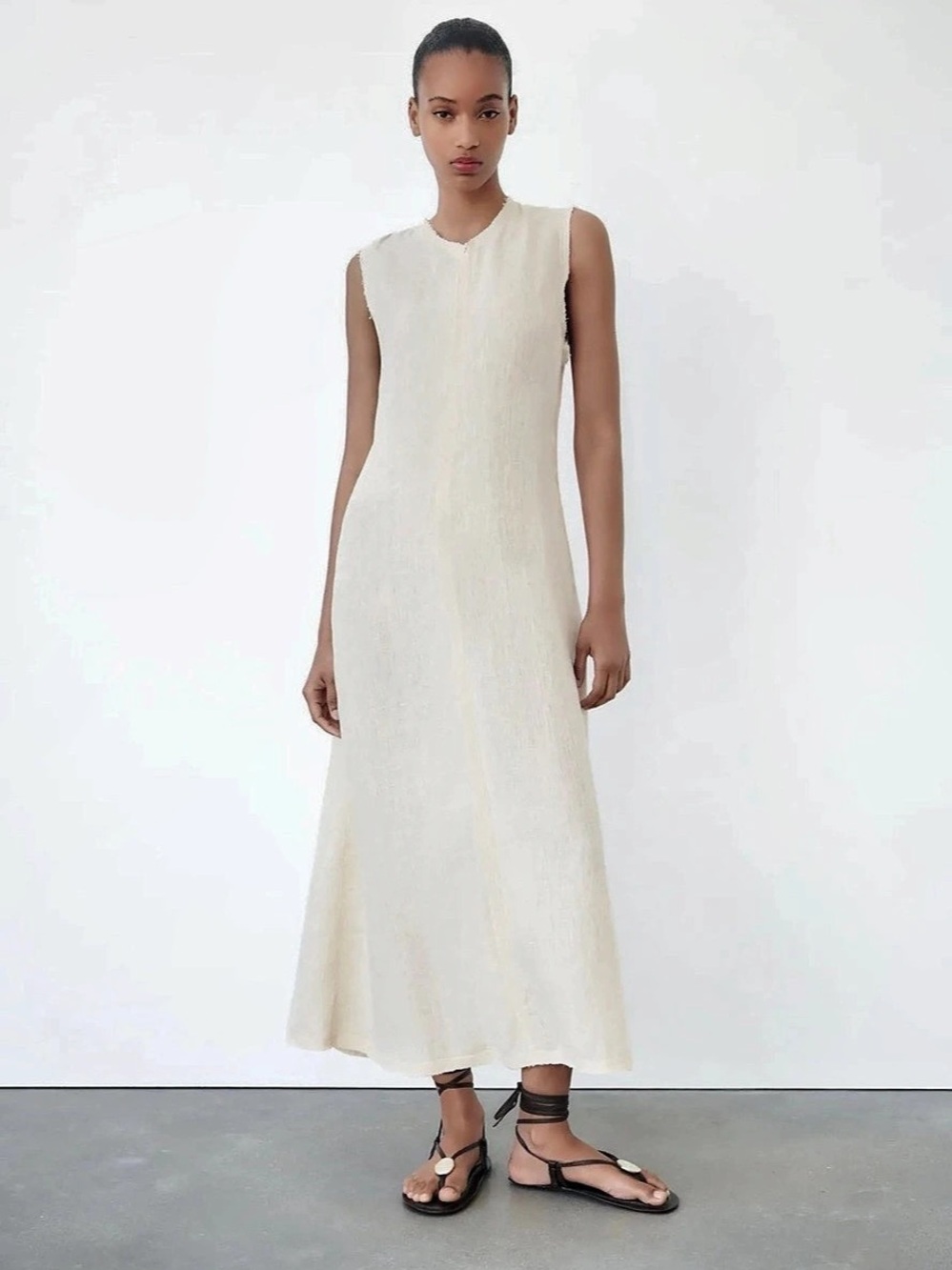 Zara Cream Midi Dress nwt